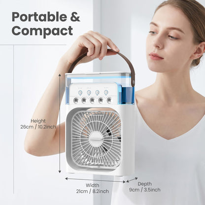 🔥50% Kedvezmény🏷️❄️ Asztali „Ice Mist” párásító hűtőventilátor – 💨 5 irányú légáram, 💧600ml nagy tartály – nyári hűtéshez, otthonhoz és irodához
