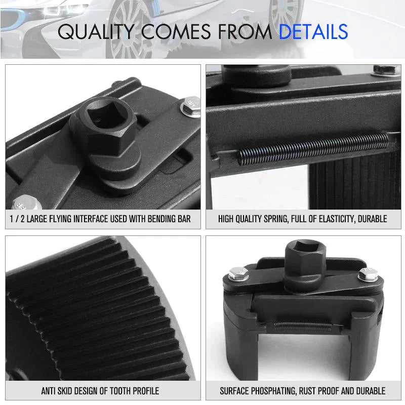 “1+1 ingyen 🎁✨”  50% Kedvezmény🏷️🔧 Állítható olajszűrő-kulcs – 📏 60–80mm univerzális, ⚙️ rugós kialakítás – otthoni és szakmai autószervizhez