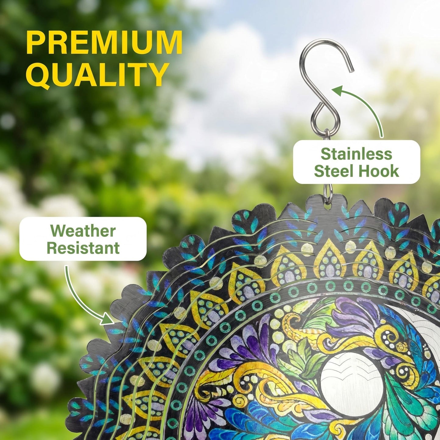 🔥50% Kedvezmény🎨Több színben kapható🌈🌬️ 3D színes szél mandala, 🍃 rozsdamentes acél, 🌸 kültéri-beltéri fali dekor – szellőre életre kel