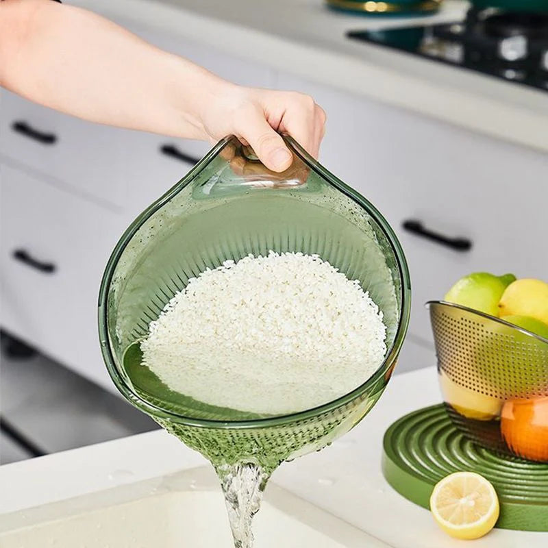 ⏰ Korlátozott ideig érvényes ajánlat 🎁📏Több méretben kapható🥬 Többcélú fogantyús rizsmosó szűrőtál – két méret, élelmiszerbiztos PET, konyhai sokoldalú használat