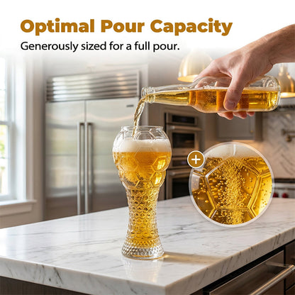 🔥50% Kedvezmény🏷️⚽ Labda alakú söröspohár – 🍺 boroszilikát üvegből, texturált mintával, 400/600 ml – VB-meccsnézéshez ideális