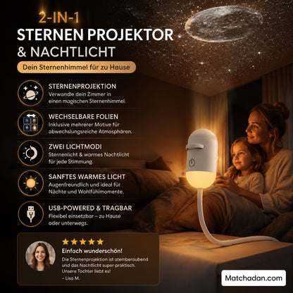 🔥50% Kedvezmény🏷️🌌 2 az 1-ben csillagos égbolt-vetítő és éjszakai lámpa, 🌙 cserélhető fóliákkal, 💫 USB-ről működik – varázslatos hangulatot teremt