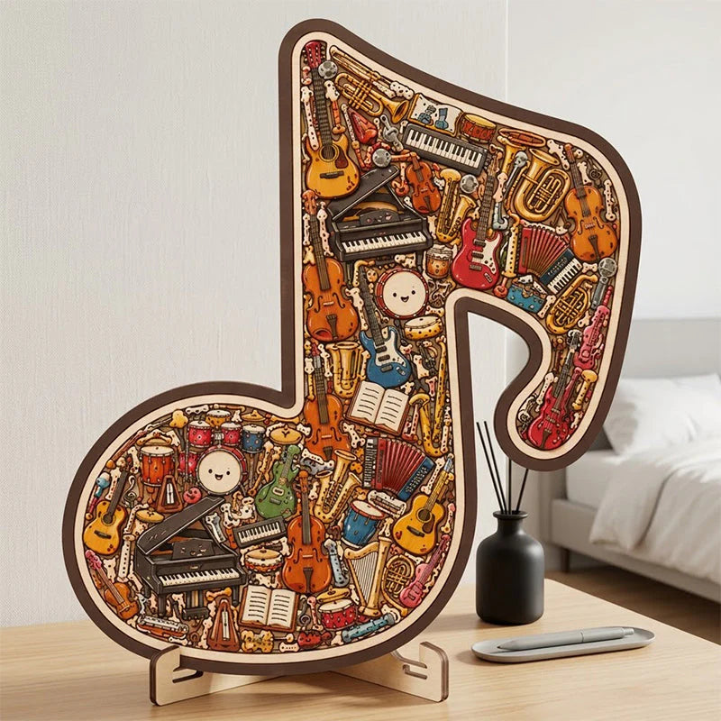 🔥50% Kedvezmény🏷️🎸 Fa hangszer alakú kirakós játék – 🧩 egyedi nyolcszög formában, 🌟 kiváló minőségű fából