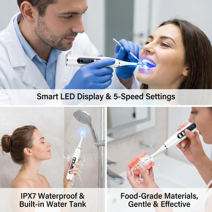 🔥50% Kedvezmény🏷️🦷 Vízálló elektromos fogfehérítő, 💧 beépített víztartállyal, ⚙️ 5 állítható üzemmóddal – otthoni professzionális szájápolás