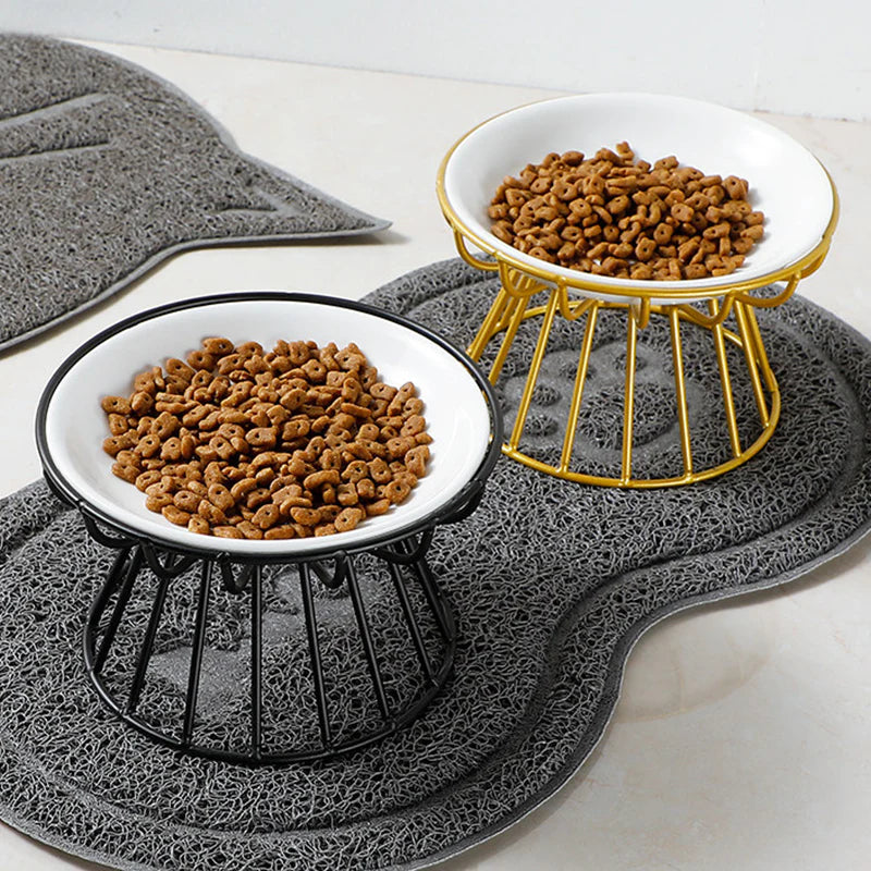 🔥 50% Kedvezmény 🏷️🐱 Kerámia macskatál magas vasállvánnyal – Kényelmes és egészséges étkezés a szőrös barátodnak! 🍽️