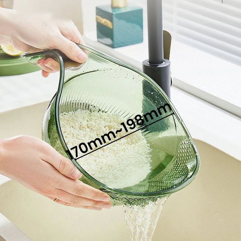 ⏰ Korlátozott ideig érvényes ajánlat 🎁📏Több méretben kapható🥬 Többcélú fogantyús rizsmosó szűrőtál – két méret, élelmiszerbiztos PET, konyhai sokoldalú használat