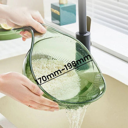 ⏰ Korlátozott ideig érvényes ajánlat 🎁📏Több méretben kapható🥬 Többcélú fogantyús rizsmosó szűrőtál – két méret, élelmiszerbiztos PET, konyhai sokoldalú használat