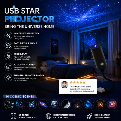 🔌 Plug-and-Play HD csillagvetítő 🌟