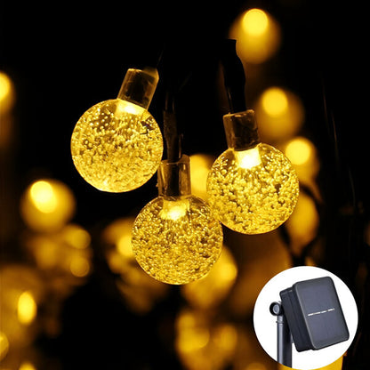 ⏰ Korlátozott ideig érvényes ajánlat 🎁☀️ Napelemes buborékfények – 🎆 8 villogó mód, 🌿 5 m, 20 LED, IP44 – kerti hangulatvilágítás