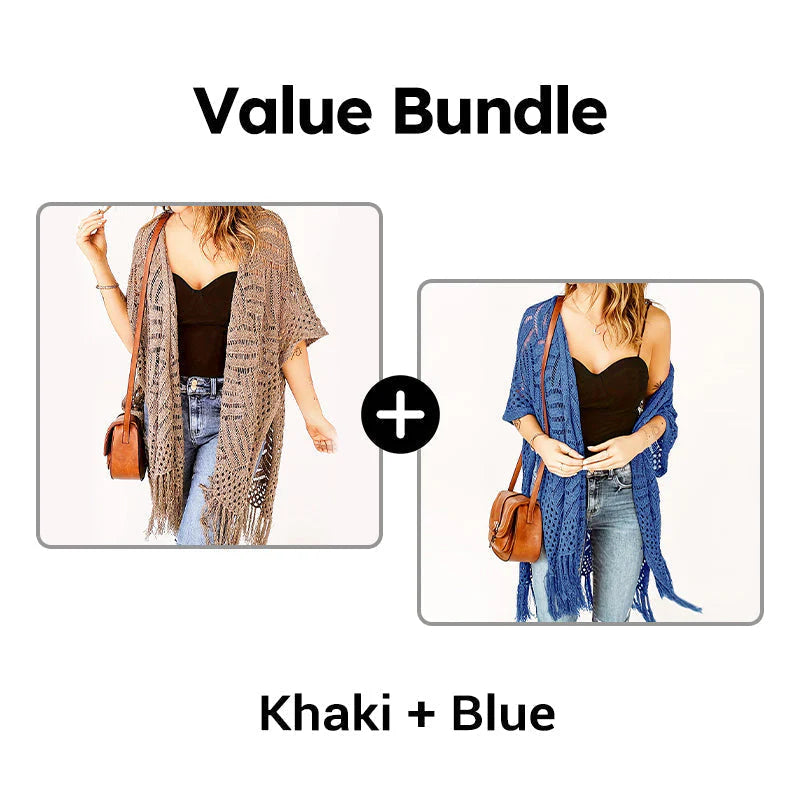🌊 ✨ Nyitott, horgolt, rojtokkal díszített terítő – bohém és légies – elengedhetetlen strandkellék 🌴