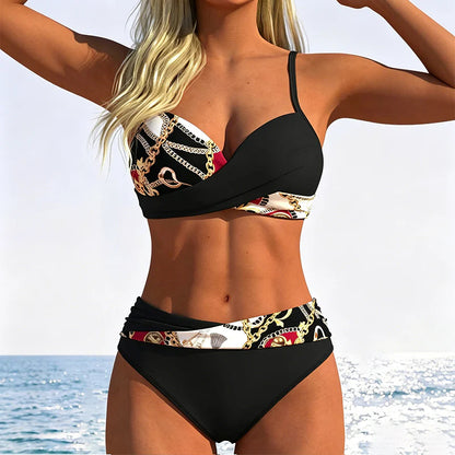 🔥50% Kedvezmény🏷️👙 Kétrészes, push-up hatású bikini szett – 🌊 elegáns wrap kialakítás, 🏖️ prémium rugalmas anyag