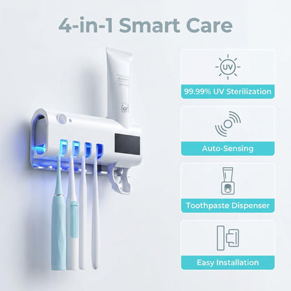⏰ Korlátozott ideig érvényes ajánlat 🎁🪥 UV-sterilizáló fogkefetartó – intelligens szárítással, fúrás nélküli rögzítéssel