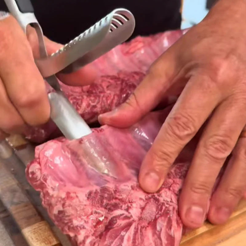 🔪 Távolítsa el a bordák bőrét gyorsan – Rozsdamentes acél BBQ bordanyúzó csúszásmentes markolattal – Utánvétes 🍖