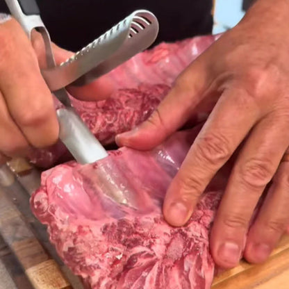 🔪 Távolítsa el a bordák bőrét gyorsan – Rozsdamentes acél BBQ bordanyúzó csúszásmentes markolattal – Utánvétes 🍖