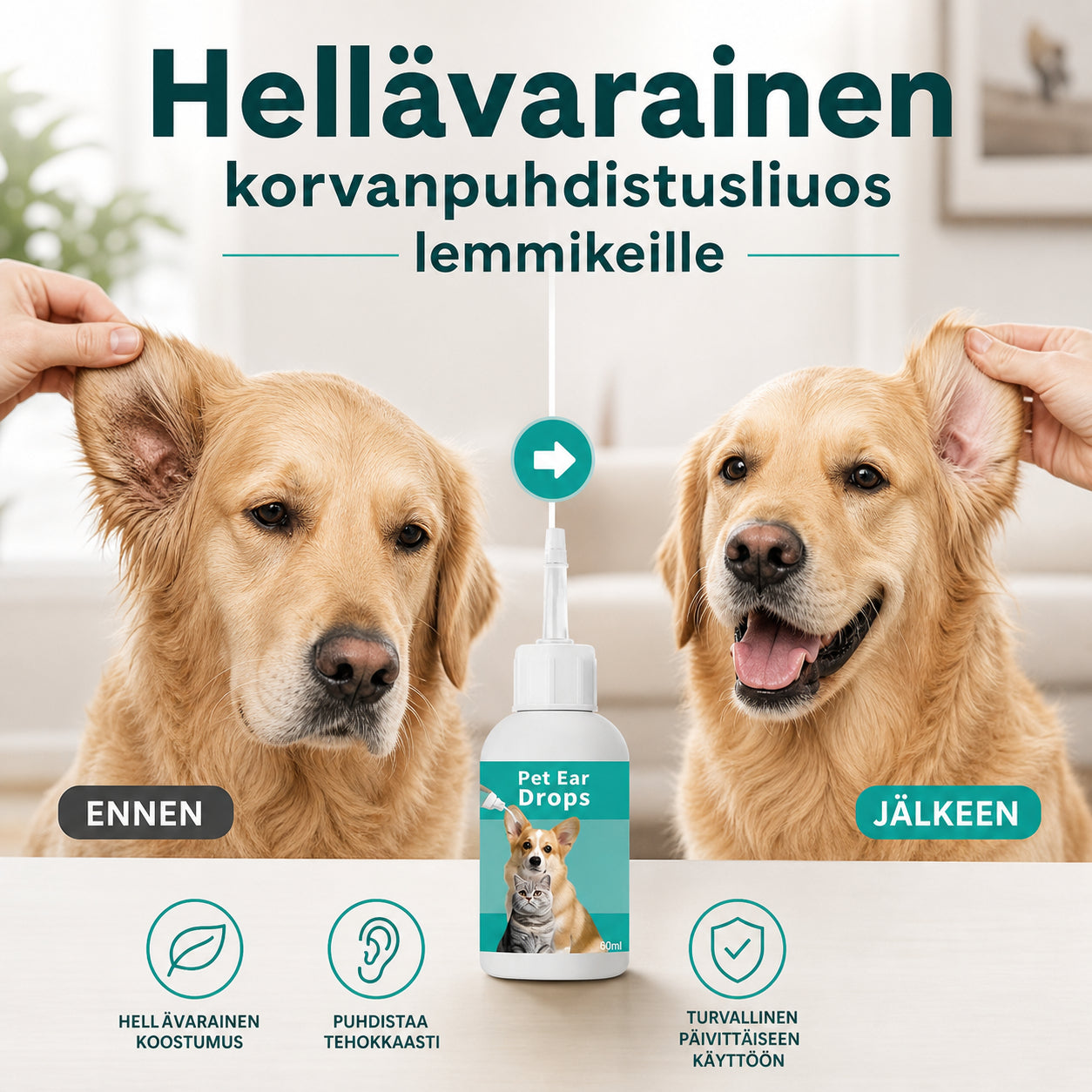 Nežna raztopina za čiščenje ušes za hišne ljubljenčke | PETCARE
