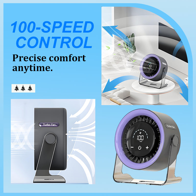 🔥50% Kedvezmény🏷️2026 asztali ventilátor – 🌀 100 állítható sebesség, 💨 erős légáram, 🔇 halk kefe nélküli motor – USB-ről tölthető, LED-kijelzővel