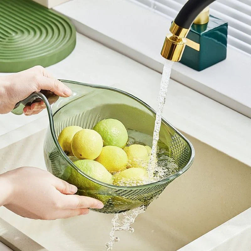 ⏰ Korlátozott ideig érvényes ajánlat 🎁📏Több méretben kapható🥬 Többcélú fogantyús rizsmosó szűrőtál – két méret, élelmiszerbiztos PET, konyhai sokoldalú használat