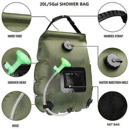 "1+2 brezplačno 🎁✨"🚿 Sončna kamp tuš vrečka SHOWDY 20L – sončno ogrevanje 🌡️ vgrajen termometer 🎒 zložljiva lahka zasnova 🏕️ večnamenska zunanja uporaba