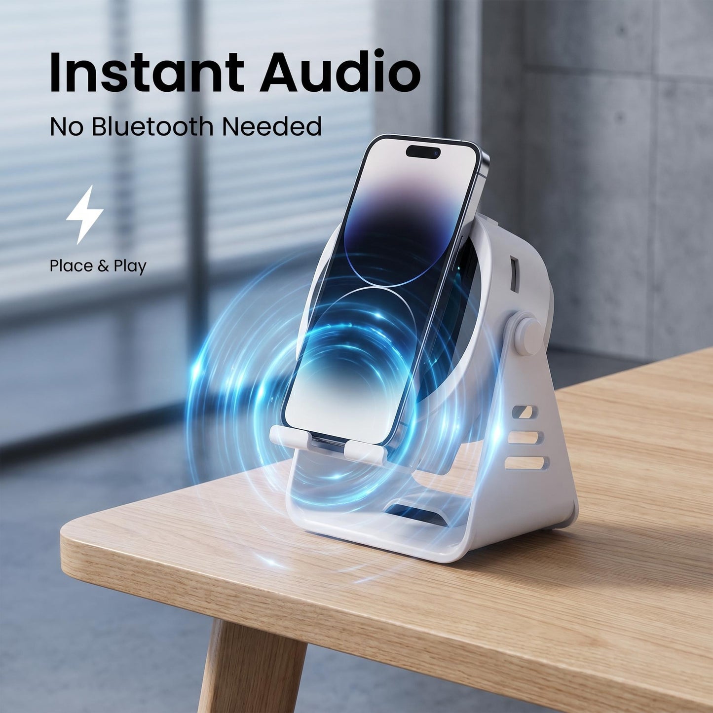 🔥50% Kedvezmény🏷️🎨Több színben kapható📱 Indukciós hangszórós telefonállvány – 🔊 360°-os surround hangzással, 🎵 Bluetooth nélkül is működik