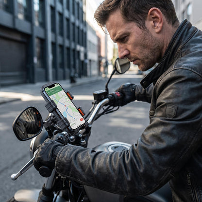 🔥50% Kedvezmény🏷️🛵 Rázkódáscsillapító mobiltelefon-tartó motorokhoz és biciklikhez – egykezes rögzítés, 🛡️ ütésvédelem, 🚀 szerszám nélküli szerelés