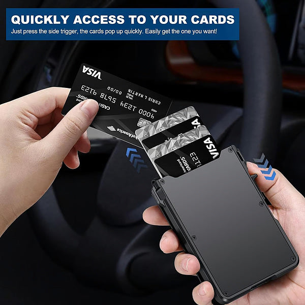 "1+1 brezplačno 🎁✨"  💳 Tanka denarnica z odprtim predalom – 🚀 hiter dostop do kartic, 🛡️ RFID zaščita – CARDPOP