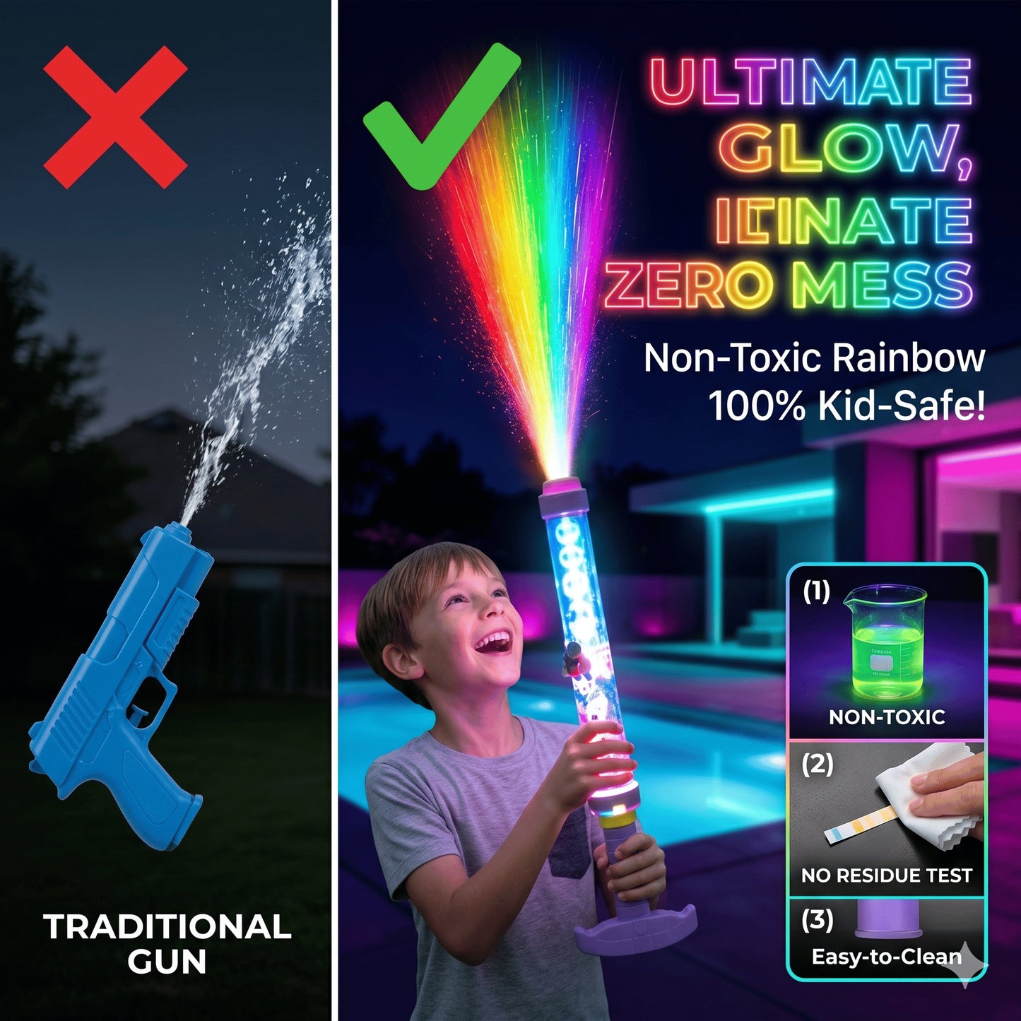 50% kedvezmény🌈 Világos szivárványos LED-es vízipisztoly 💧