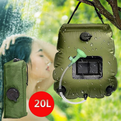 "1+2 brezplačno 🎁✨"🚿 Sončna kamp tuš vrečka SHOWDY 20L – sončno ogrevanje 🌡️ vgrajen termometer 🎒 zložljiva lahka zasnova 🏕️ večnamenska zunanja uporaba