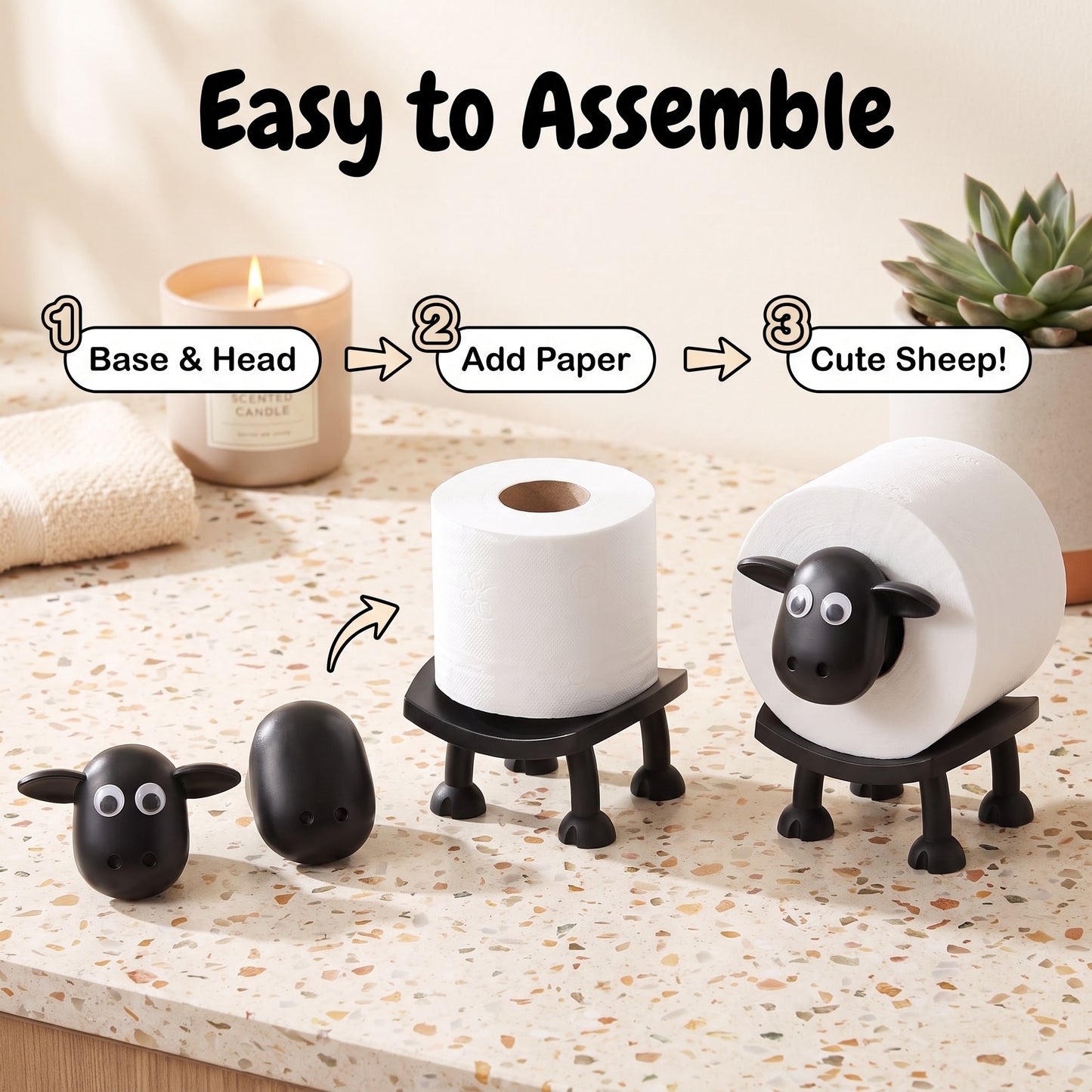 "1+1 brezplačno 🎁✨"🐑 Držalo za toaletni papir v obliki ovce – 🎨 3D tisk, 🛠️ enostavna namestitev, 🎁 edinstveno darilo