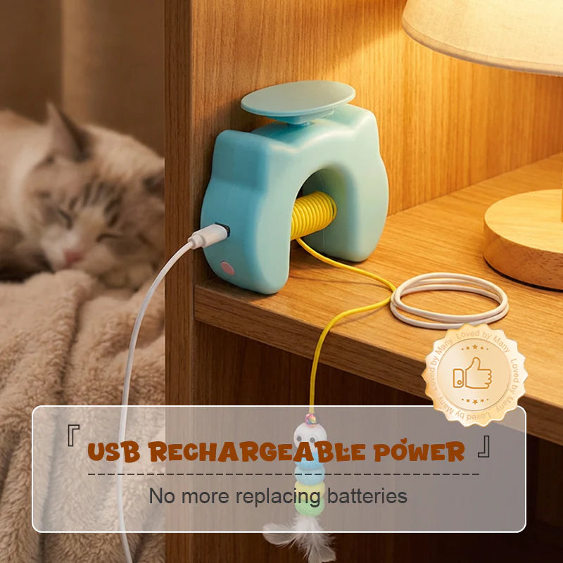 🔥50% Kedvezmény🎨Több színben kapható🌈🐈 Automatikus behúzható macskajáték, 🔋 USB újratölthető, 🎲 véletlenszerű mozgással