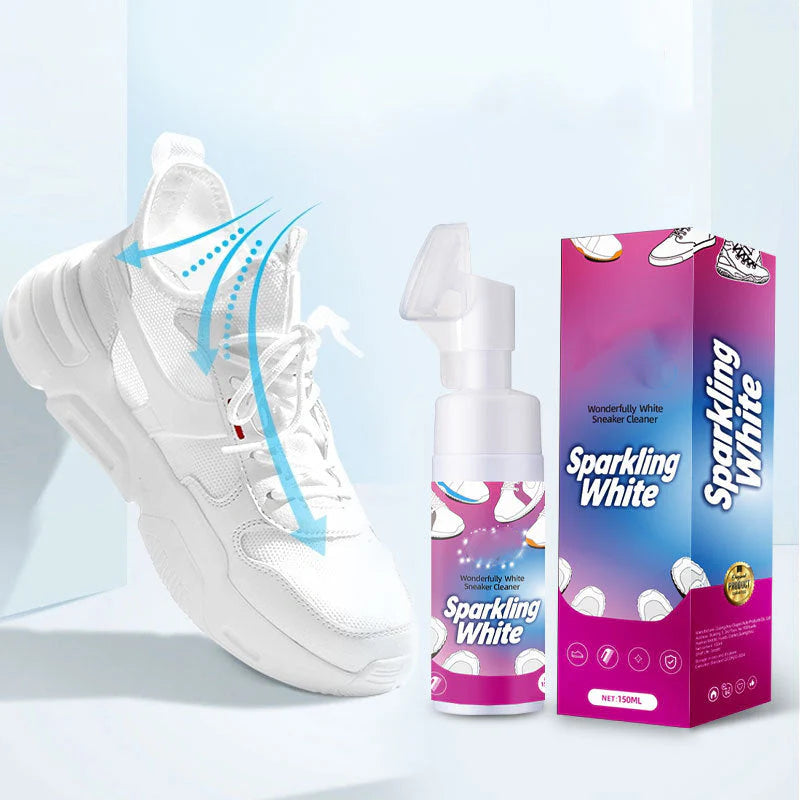 🔥50% Kedvezmény🏷️👟 Víz nélküli habos cipőtisztító beépített kefével – fehér cipők ragyogásáért, antioxidáns védelemmel