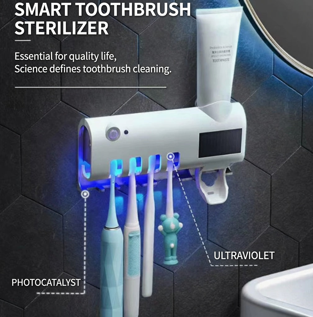 ⏰ Korlátozott ideig érvényes ajánlat 🎁🪥 UV-sterilizáló fogkefetartó – intelligens szárítással, fúrás nélküli rögzítéssel