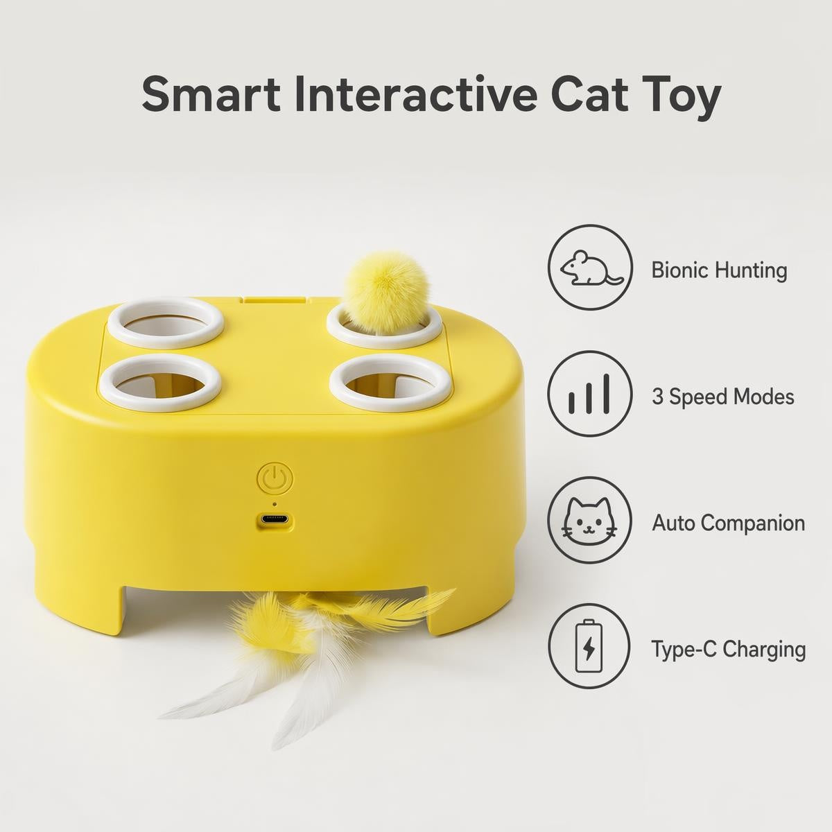🔥50% popust🏷️🐱 Pametna interaktivna igrača za mačke 🪶 z naključnimi gibi plasti in peresi tri nastavitve hitrosti 🔋 polnjenje preko tipa C tiho varno delovanje