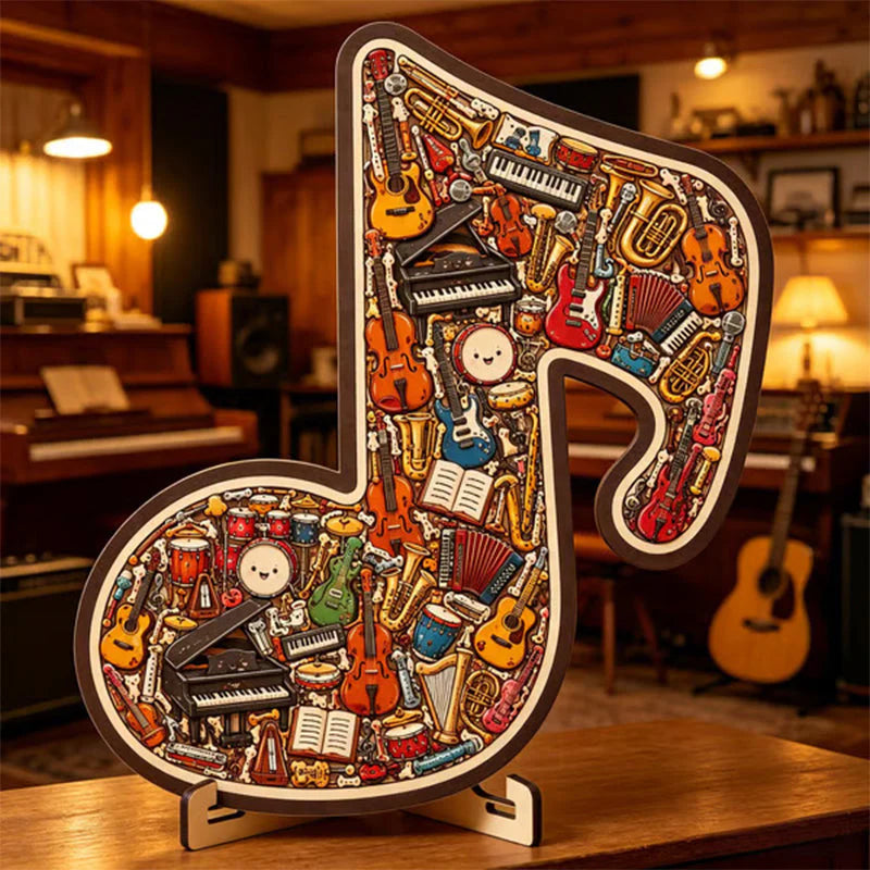 🔥50% Kedvezmény🏷️🎸 Fa hangszer alakú kirakós játék – 🧩 egyedi nyolcszög formában, 🌟 kiváló minőségű fából