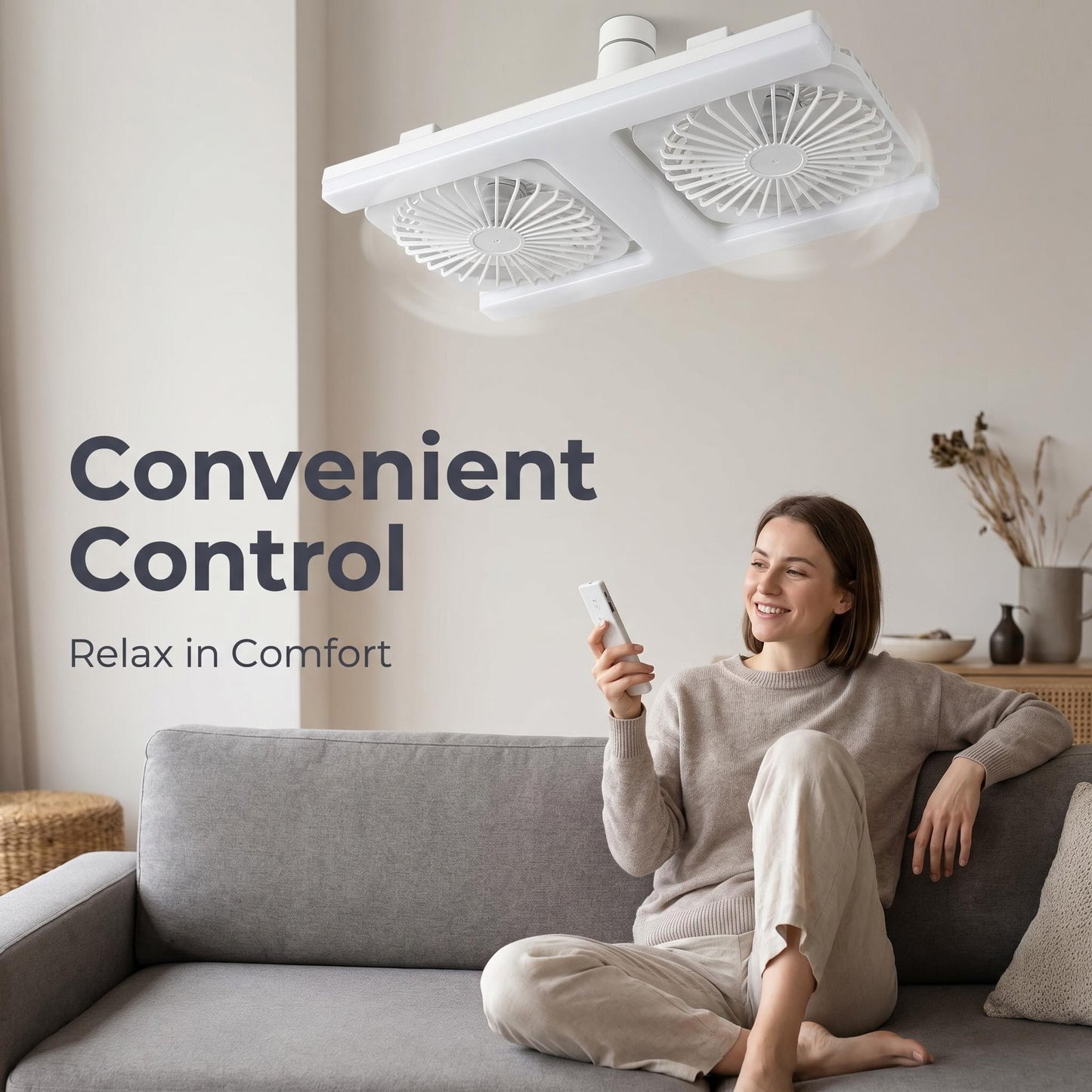 🔥50% Kedvezmény🏷️💡 Modern 2 az 1-ben LED-es mennyezeti ventilátor-lámpa – távirányítóval, két független ventilátorfejjel 🌀