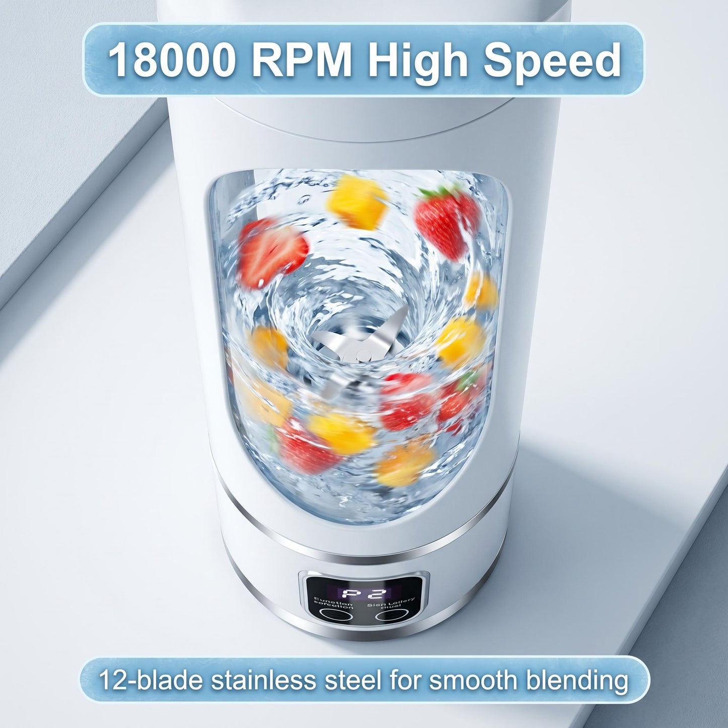 🔥50% Kedvezmény🏷️🥤 450 ml-es hordozható vezeték nélküli turmixpohár, ⚡ 12 pengével és 18 000 RPM motorral, 🔋 Type-C töltéssel – frissítő italok bárhol