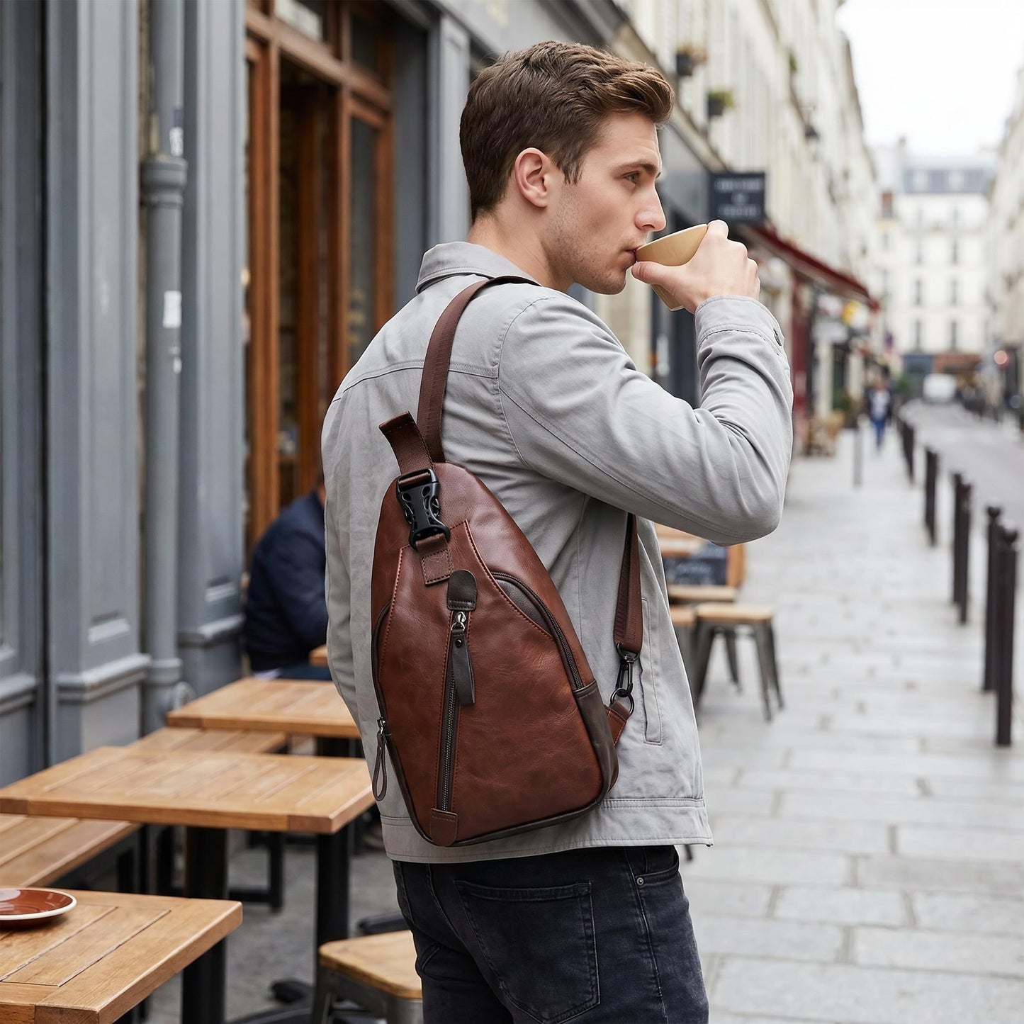 🔥50% Kedvezmény🧳 Férfi könnyű PU-bőr válltáska – 🔒 biztonságos rekeszekkel, 🎒 3-in-1 viselési móddal – mindennapokra és utazáshoz