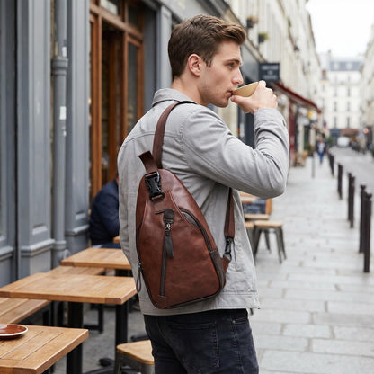 🔥50% Kedvezmény🧳 Férfi könnyű PU-bőr válltáska – 🔒 biztonságos rekeszekkel, 🎒 3-in-1 viselési móddal – mindennapokra és utazáshoz