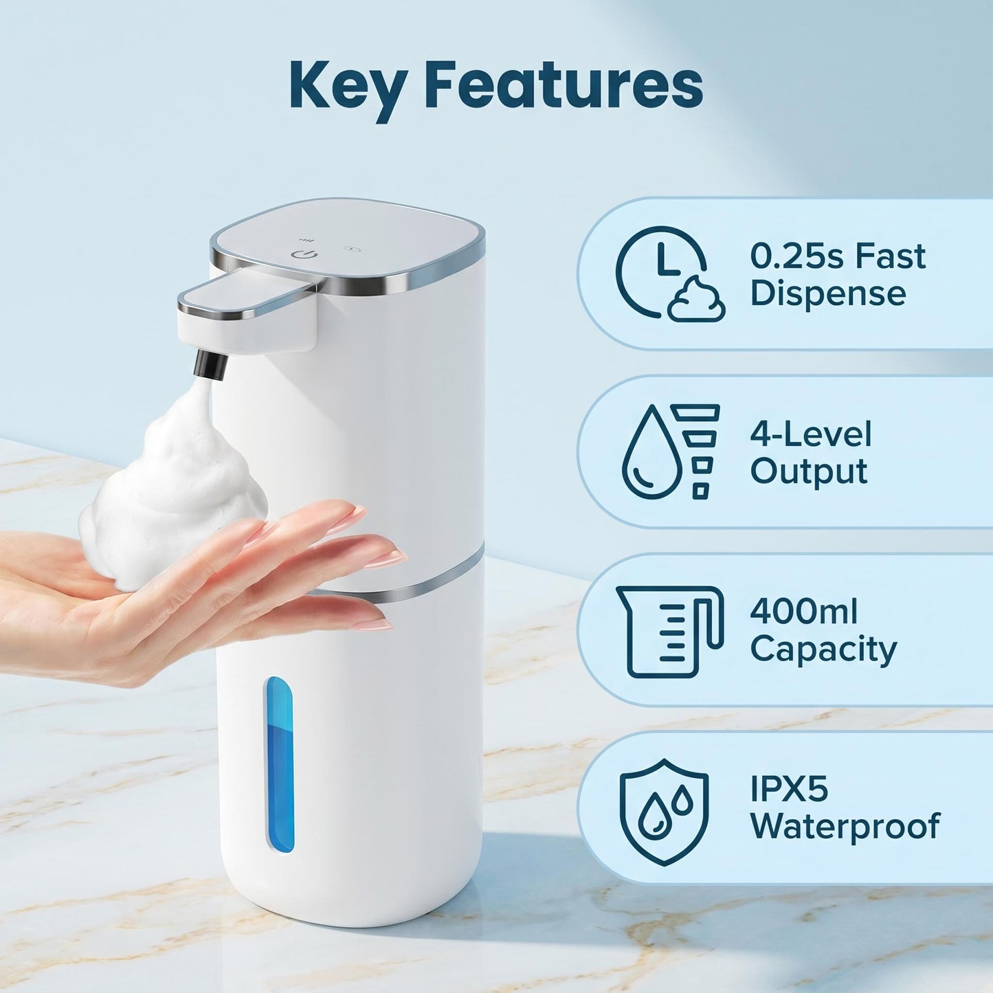 ⏰ Korlátozott ideig érvényes ajánlat 👐 Intelligens, ⚡ 4 sebességes habos kézmosó adagoló – 💧 érintésmentes, antibakteriális, 🚿 könnyen tölthető