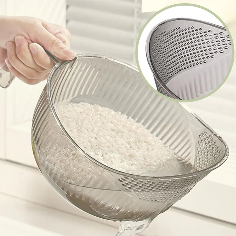 ⏰ Korlátozott ideig érvényes ajánlat 🎁📏Több méretben kapható🥬 Többcélú fogantyús rizsmosó szűrőtál – két méret, élelmiszerbiztos PET, konyhai sokoldalú használat