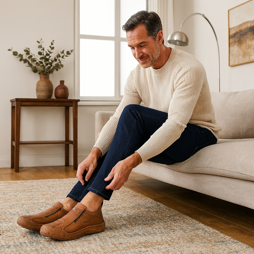 🐂【Ortesi plantare intelligente AI】Pelle di alta qualità + cucita a mano: un must per gli uomini🔴Podologo portatile