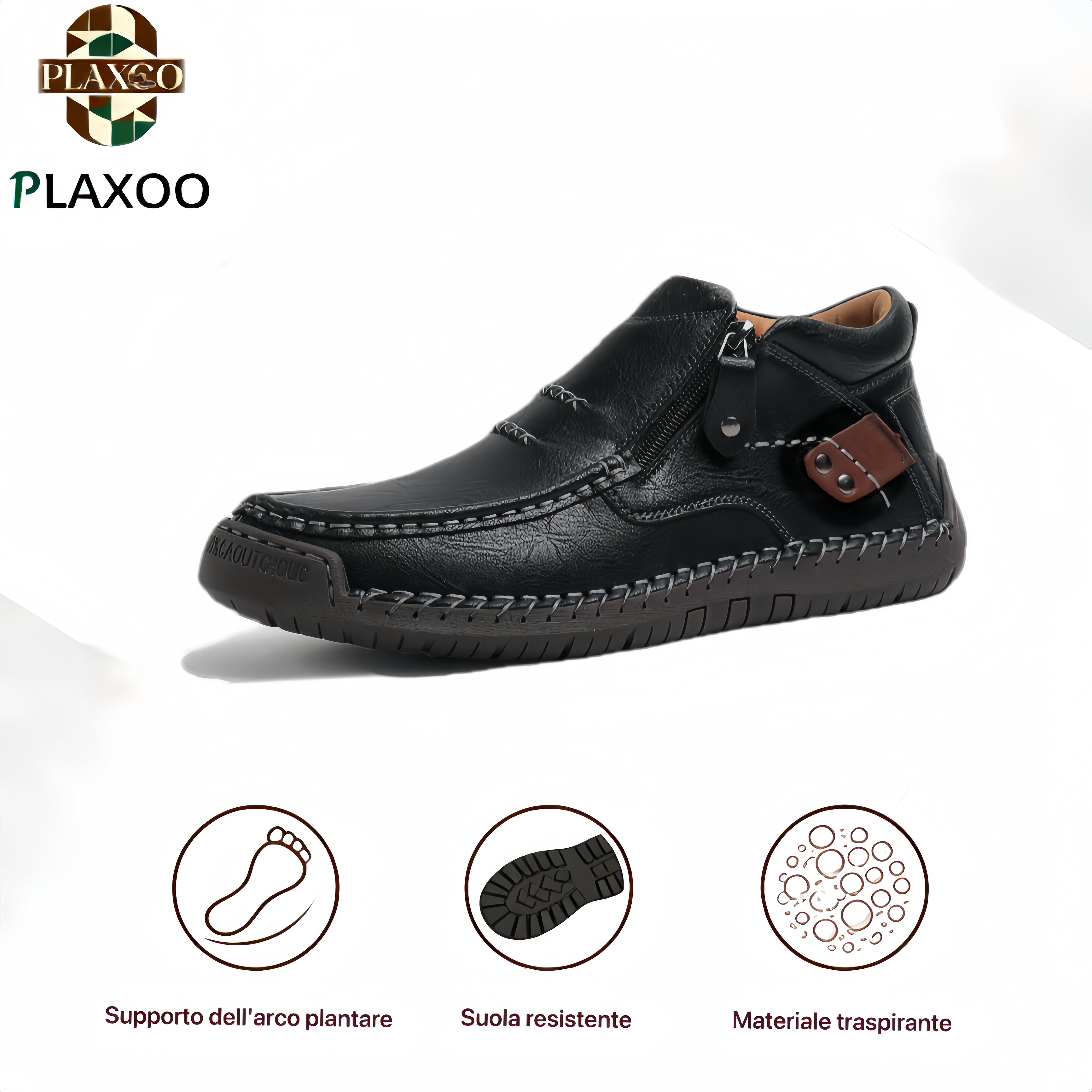 Plaxoo® |  Calzini omaggio del valore di 20 €! | Scarpe ortopediche unisex in pelle 👞 Supporto plantare ergonomico, suola antiscivolo, estremamente comode da indossare!