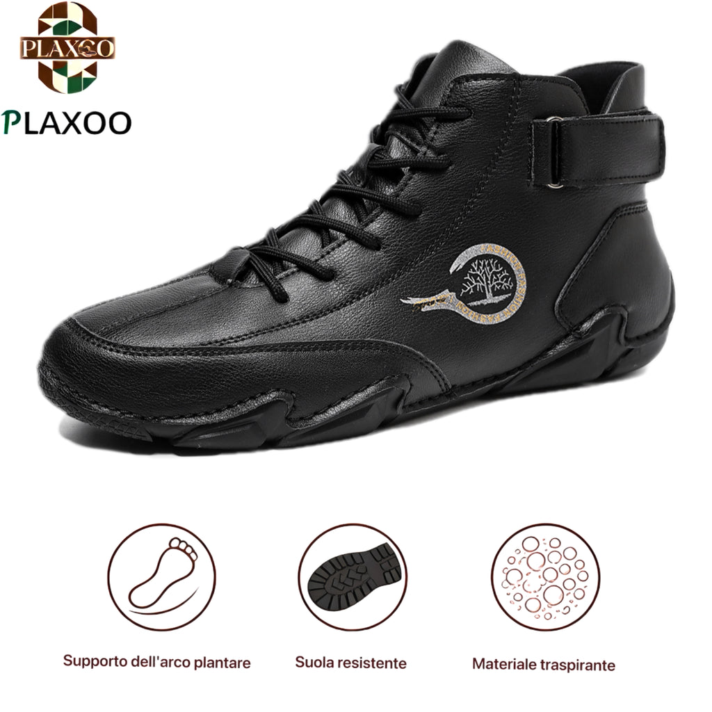 Plaxoo® | Offerta limitata: 50% di sconto!Stivali alti in pelle vera, unisex per uomini e donne!Sono scarpe ortopediche con supporto plantare ergonomico, suola antiscivolo e comodissime da indossare!