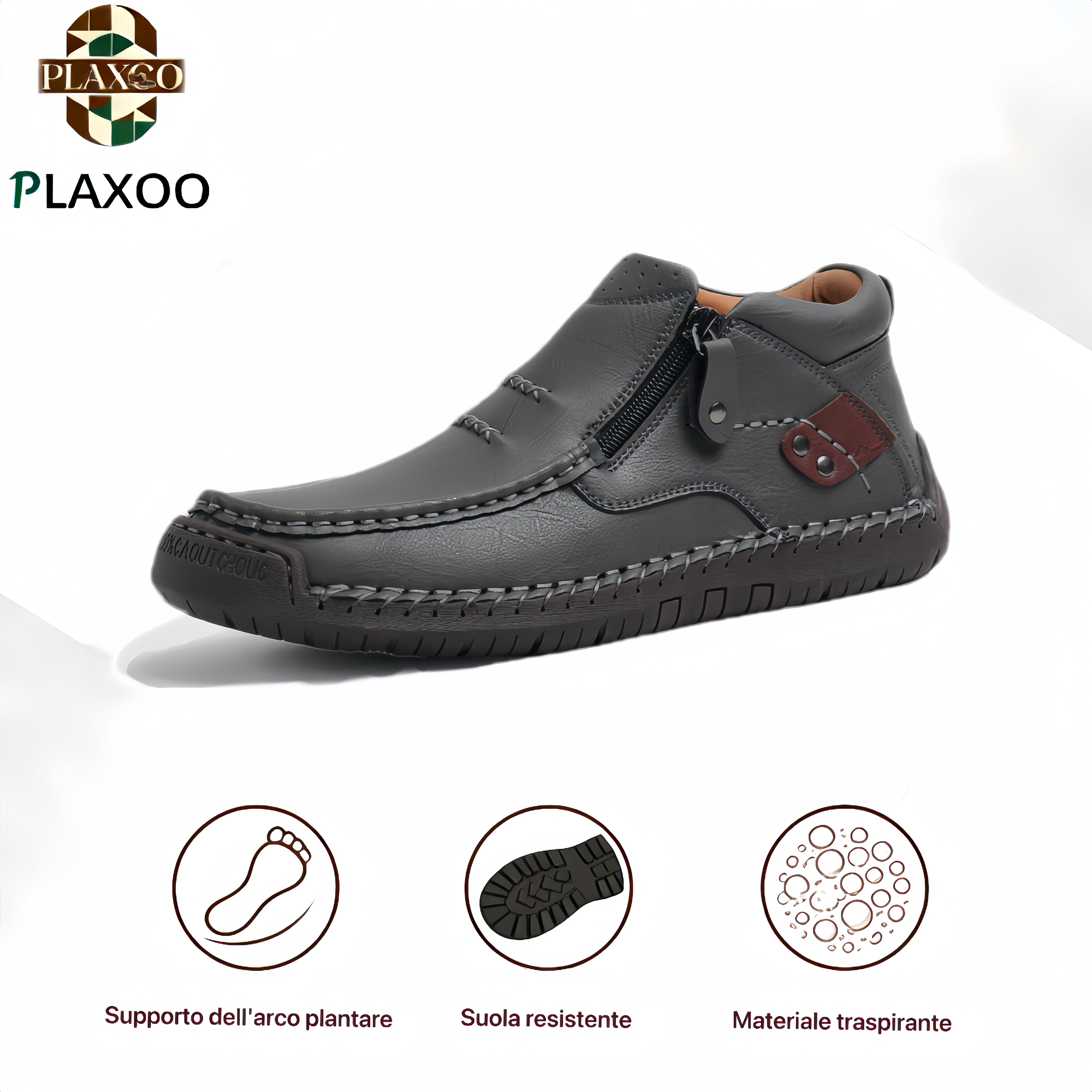 Plaxoo® |  Calzini omaggio del valore di 20 €! | Scarpe ortopediche unisex in pelle 👞 Supporto plantare ergonomico, suola antiscivolo, estremamente comode da indossare!