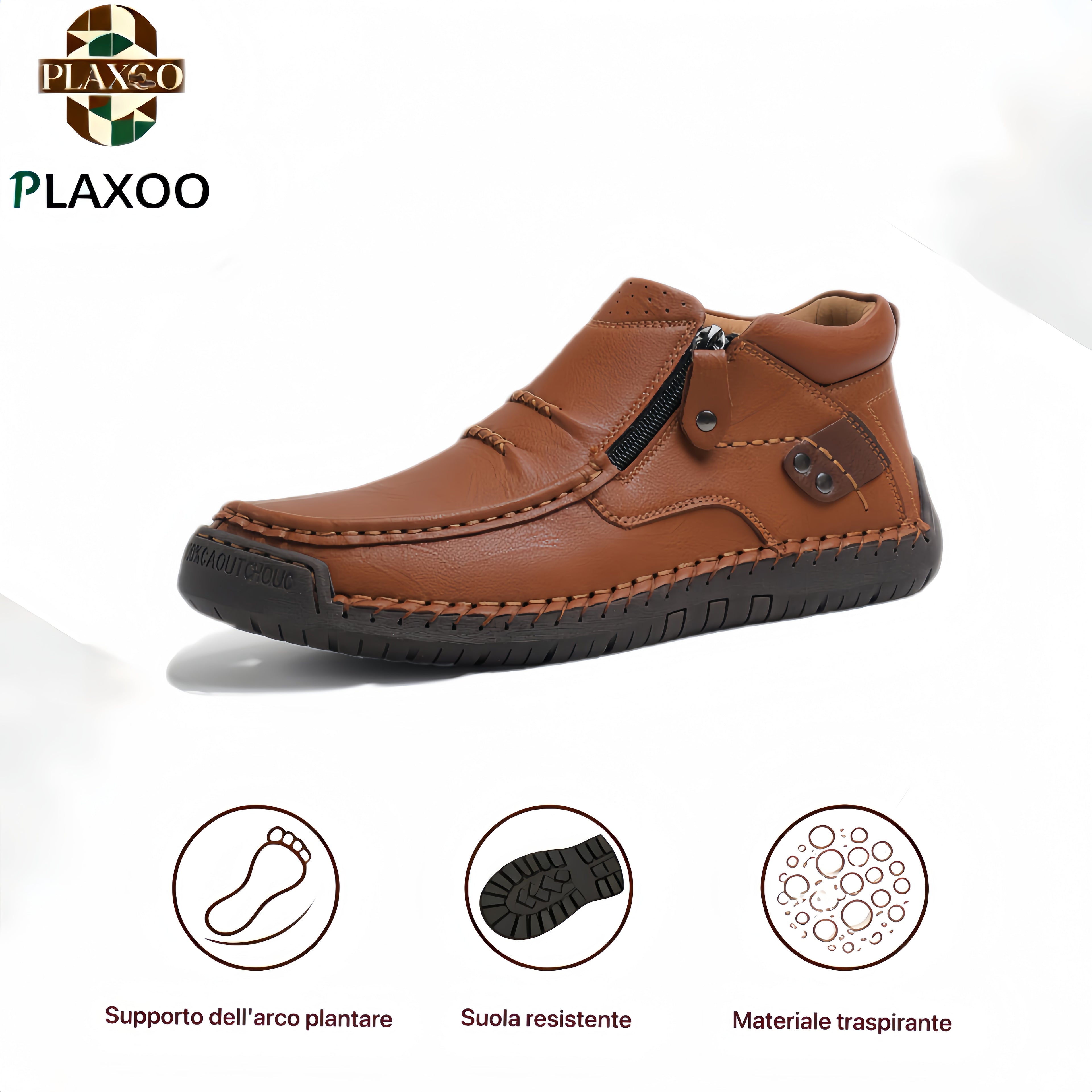 Plaxoo® |  Calzini omaggio del valore di 20 €! | Scarpe ortopediche unisex in pelle 👞 Supporto plantare ergonomico, suola antiscivolo, estremamente comode da indossare!