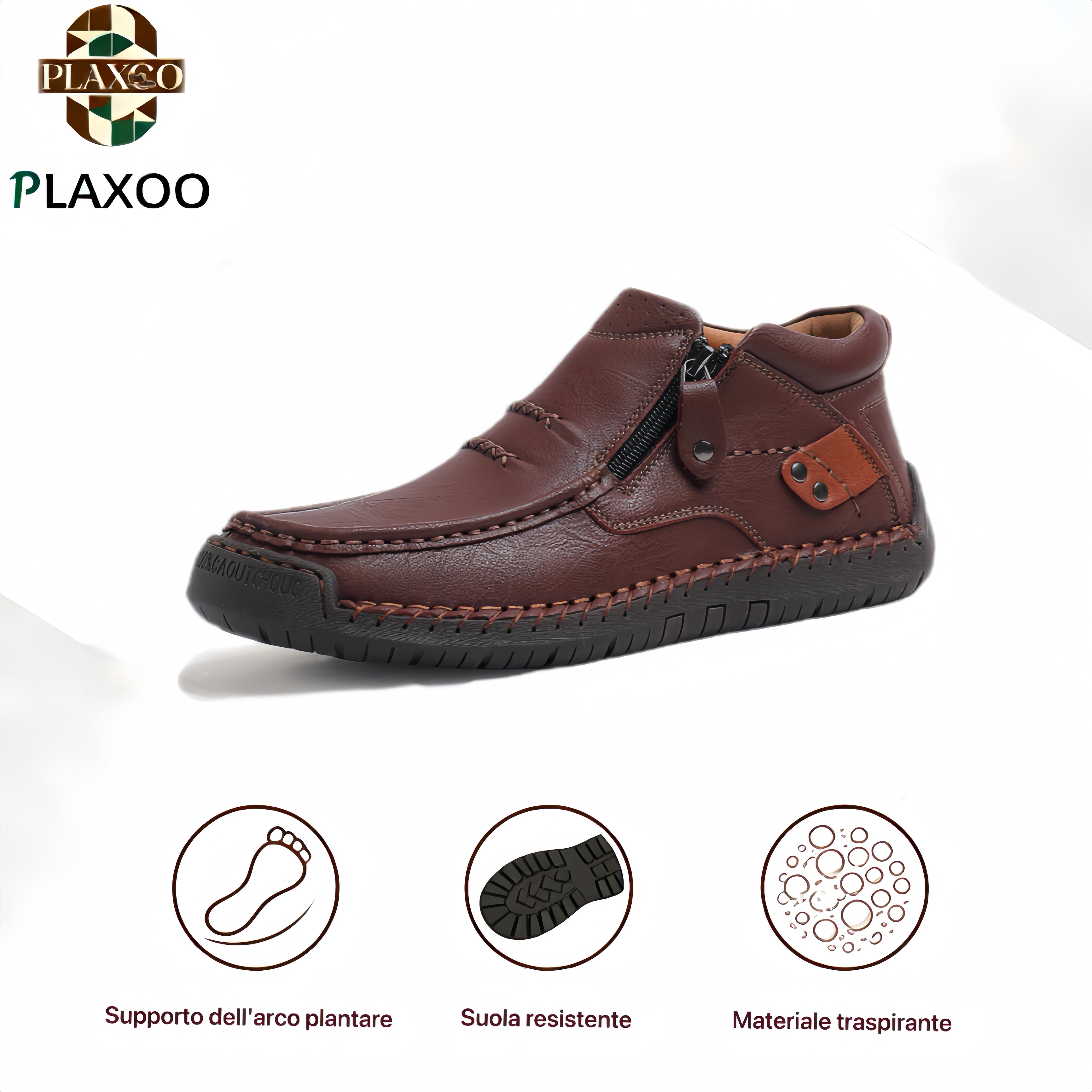 Plaxoo® |  Calzini omaggio del valore di 20 €! | Scarpe ortopediche unisex in pelle 👞 Supporto plantare ergonomico, suola antiscivolo, estremamente comode da indossare!