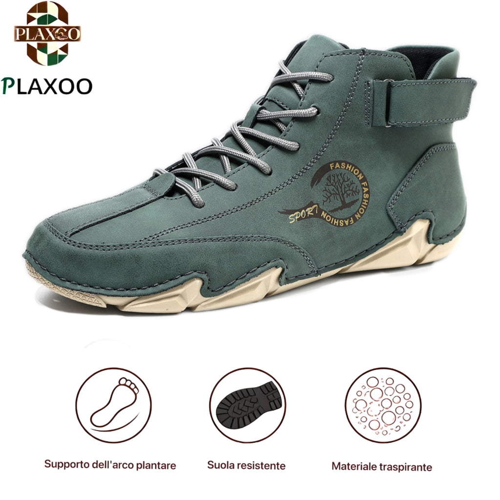 Plaxoo® | Offerta limitata: 50% di sconto!Stivali alti in pelle vera, unisex per uomini e donne!Sono scarpe ortopediche con supporto plantare ergonomico, suola antiscivolo e comodissime da indossare!