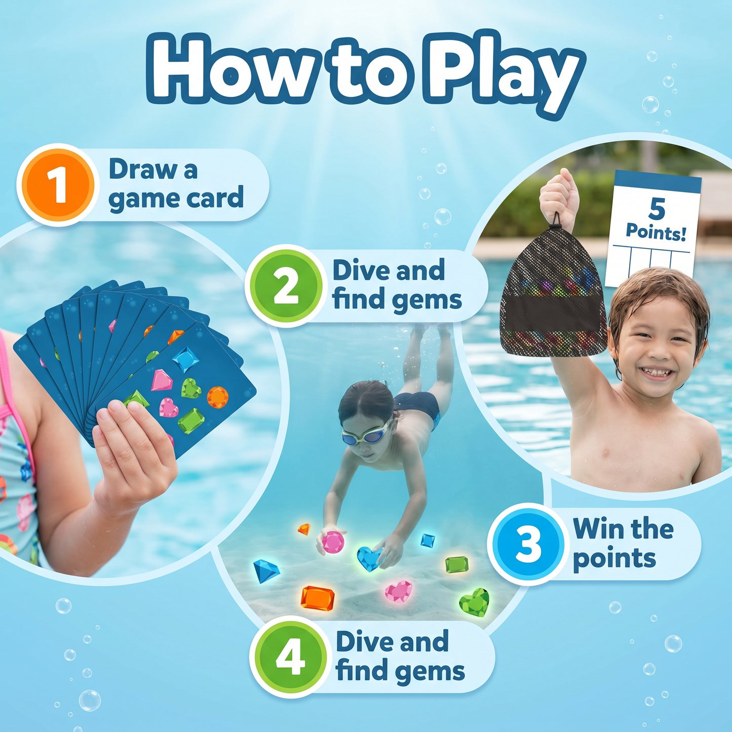 “1+1 ingyen 🎁✨” 🏊‍♂️💎 Víz alatti kalandjáték! SkillSprout búvár gyémántkereső – 🧠memória + sebesség, 💦medencéhez, 🎁64 színes drágakő