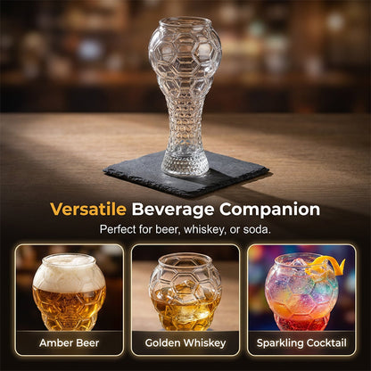 🔥50% Kedvezmény🏷️⚽ Labda alakú söröspohár – 🍺 boroszilikát üvegből, texturált mintával, 400/600 ml – VB-meccsnézéshez ideális