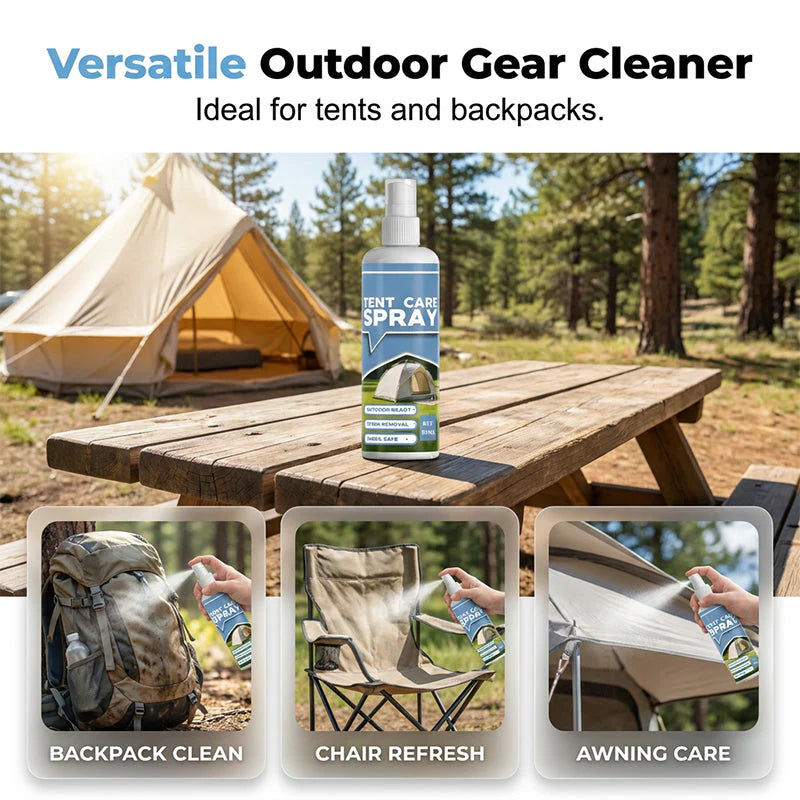 🔥 Kettőt vásárolva egyet ingyen kapsz ⏰🏕️ Kaland után koszos a sátrad? 🌧️ Fél az esőtől? 🧴 Ez a tisztító spray új fényt ad – mélytisztítás, vízlepergető védelem, penészgátló
