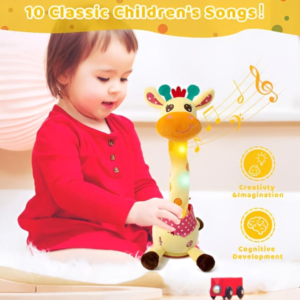 “1+1 ingyen 🎁✨”  🔥50% Kedvezmény🎤 Táncoló és beszélő plüss zsiráf – 🎵 60 gyerekdallal, 🧸 puha, ölelnivaló anyagból – GIRADANCE